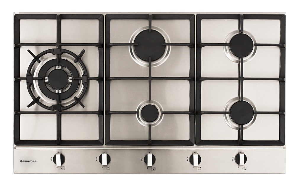 GAS COOKTOP 900MM STAINLESS 4BURNER+WOK