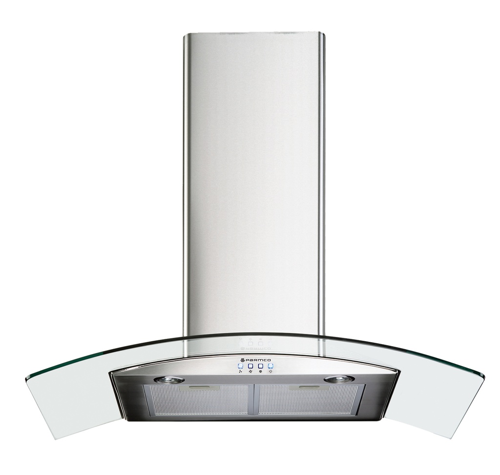 RANGEHOOD CURVED GLASS 900MM STAINLESS 1000M3H