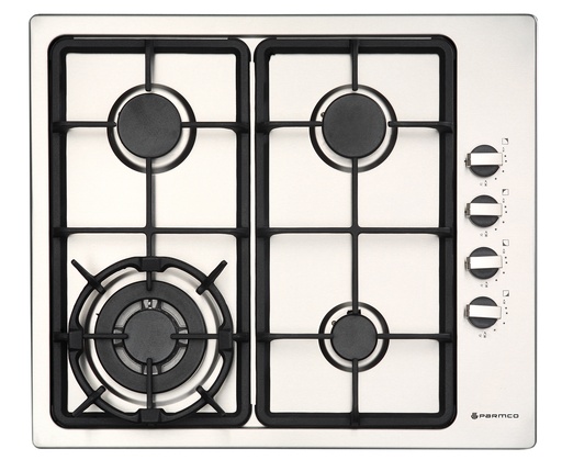 [HO-1-6S-3GW] GAS COOKTOP 600MM STAINLESS 3BURNER+WOK