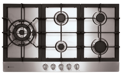 [HO-6-9S-4GW] GAS COOKTOP 900MM STAINLESS 4BURNER+WOK
